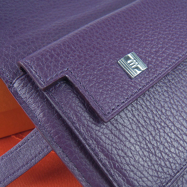 High Quality Hermes Kelly Long Clutch Bag Purple H009 Replica